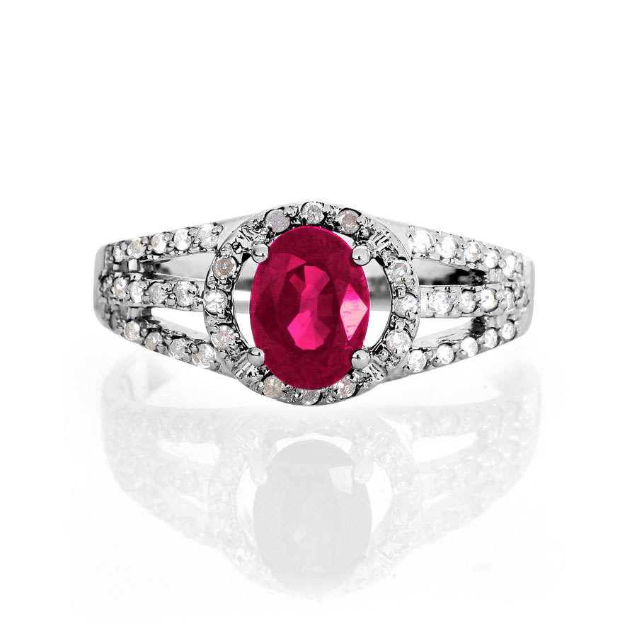 Inel din aur alb cu pietre Diamant, Rubin