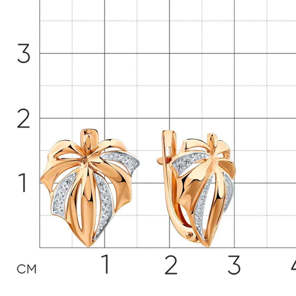 Cercei din aur roșu cu Cubic Zirconia Incolor