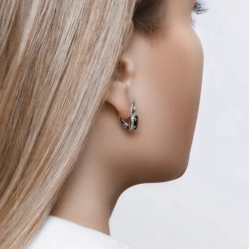 Cercei din argint cu Cubic Zirconia Incolor, Granat