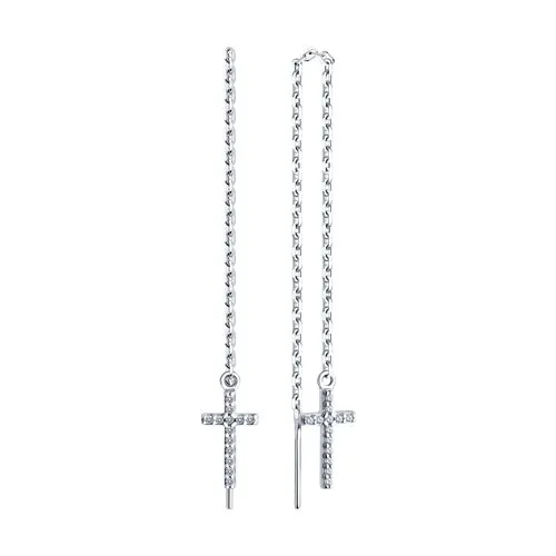 Cercei Lanț din argint cu Cubic Zirconia Incolor