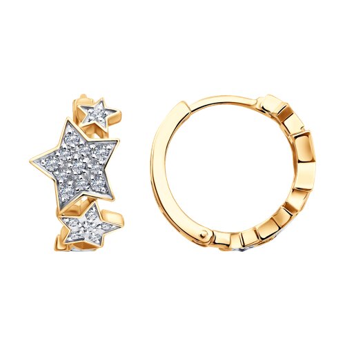 Cercei Creole din aur roșu cu pietre Cubic Zirconia Incolor