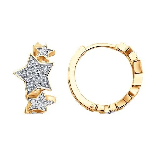 Cercei Creole din aur roșu cu Cubic Zirconia Incolor