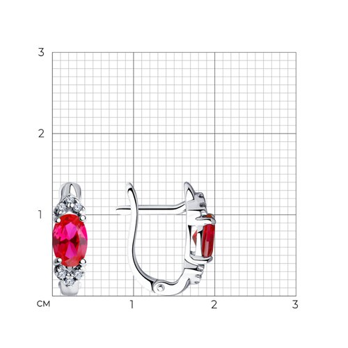 Cercei din argint  cu pietre Cubic Zirconia Incolor, Corindon (rubin)