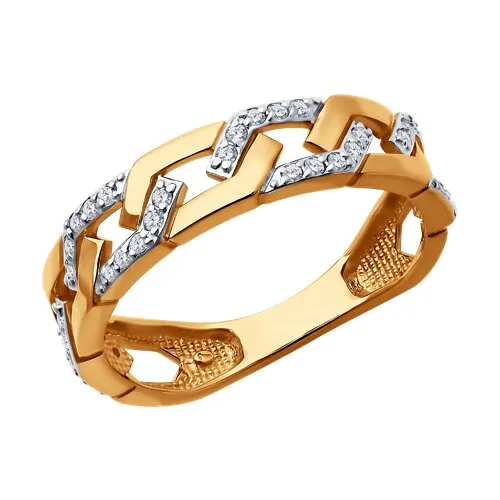 Inel din aur roșu cu Cubic Zirconia Incolor