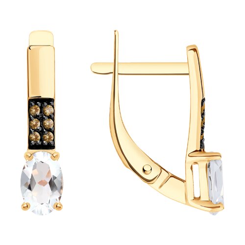 Cercei din aur roșu cu pietre Cubic Zirconia Galben, Cristal de munte