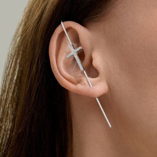 Cercel din argint  cu pietre Cubic Zirconia Incolor