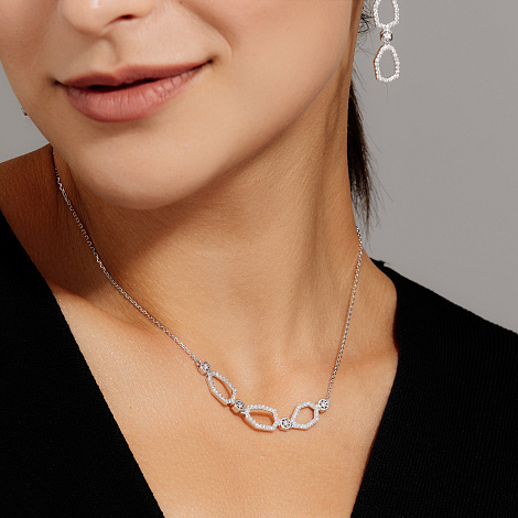 Colier din argint  cu pietre Cubic Zirconia Incolor