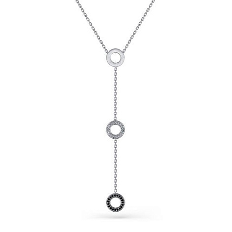 Colier din argint  cu pietre Cubic Zirconia Incolor, Cubic Zirconia Negru