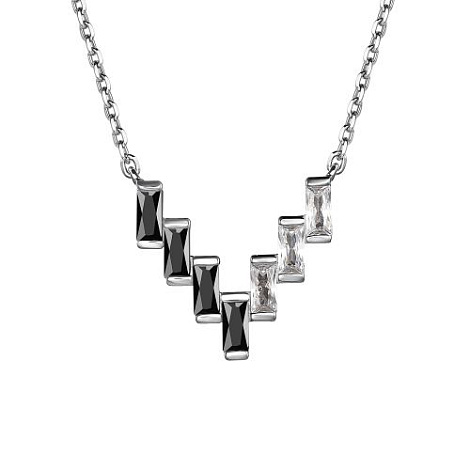 Colier din argint  cu pietre Cubic Zirconia Incolor, Cubic Zirconia Negru