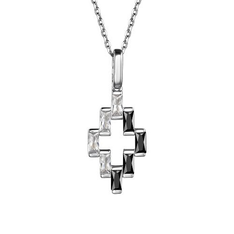 Colier din argint  cu pietre Cubic Zirconia Incolor, Cubic Zirconia Negru