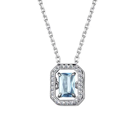 Colier din argint cu Cubic Zirconia Incolor, Topaz albastru