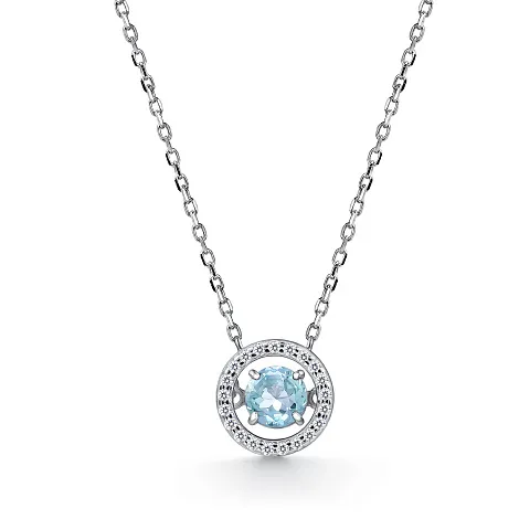 Colier din argint cu Cubic Zirconia Incolor, Topaz albastru
