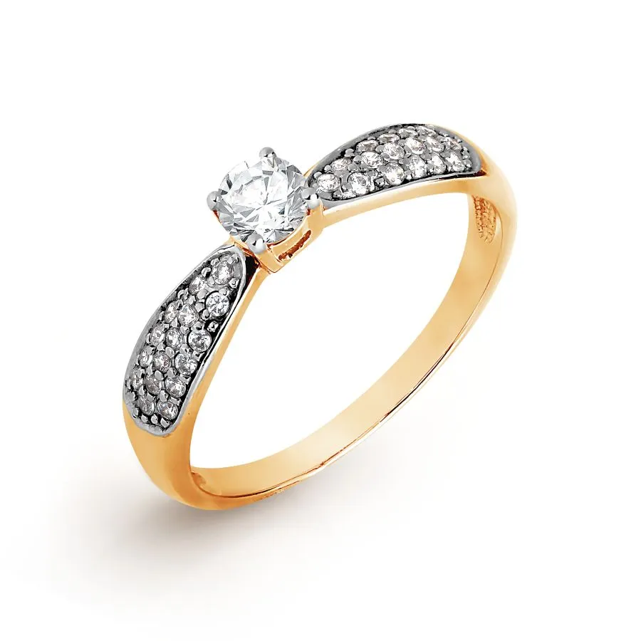 Inel din aur roșu cu Cubic Zirconia Incolor