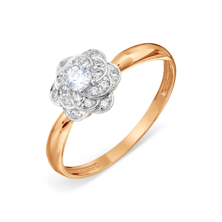 Inel din aur roșu cu Cubic Zirconia Incolor
