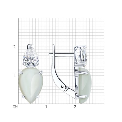 Cercei din argint  cu pietre Cubic zirconia, Piatra Lunii