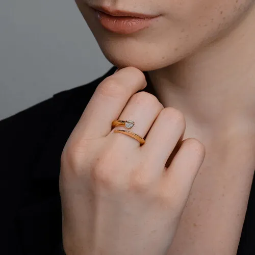 Inel din aur roșu cu Cubic Zirconia Incolor