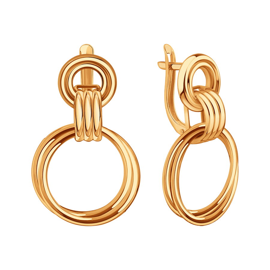 Серьги Длинные из красного золота без камней