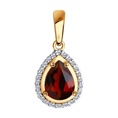 Pandantiv din aur roșu cu Cubic Zirconia Incolor, Granat