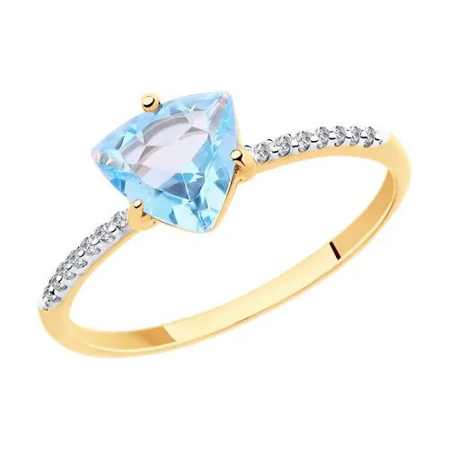 Inel din aur roșu cu Cubic Zirconia Incolor, Topaz Swiss