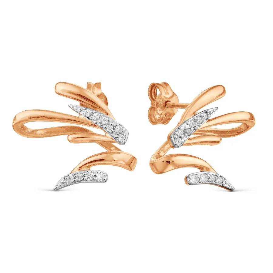 Cercei Pusete din aur roșu cu Cubic Zirconia Incolor