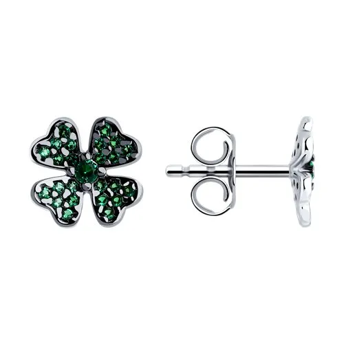 Cercei Pusete din argint cu Cubic Zirconia Verde