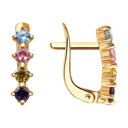 Cercei din aur roșu cu Cubic Zirconia Colorat