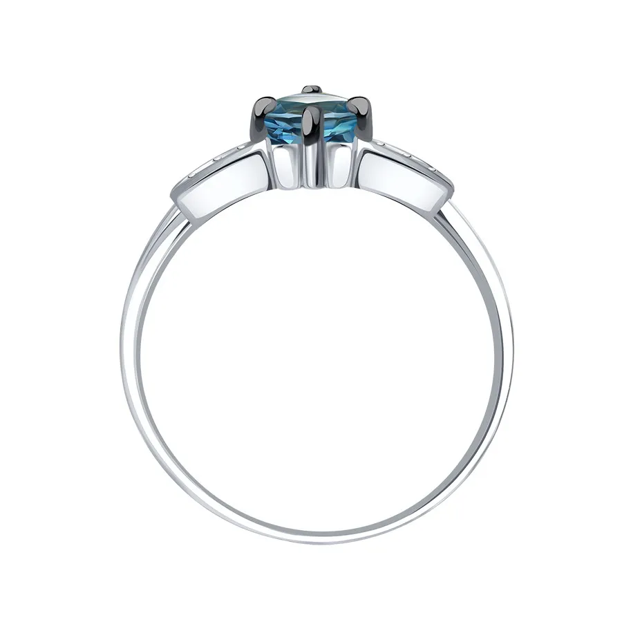Inel din aur alb cu Cubic Zirconia Incolor, Topaz London