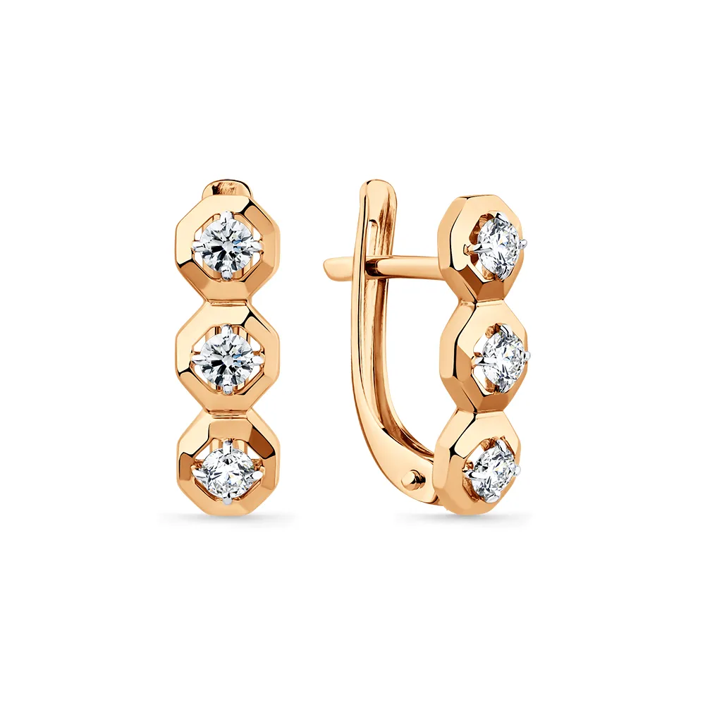 Cercei din aur roșu cu Cubic Zirconia Incolor