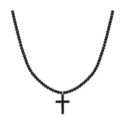 Colier din argint  cu pietre Cubic Zirconia Negru, Spinel natural și