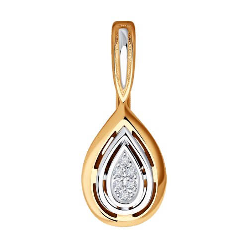 Pandantiv din aur alb și roșu cu pietre Diamant