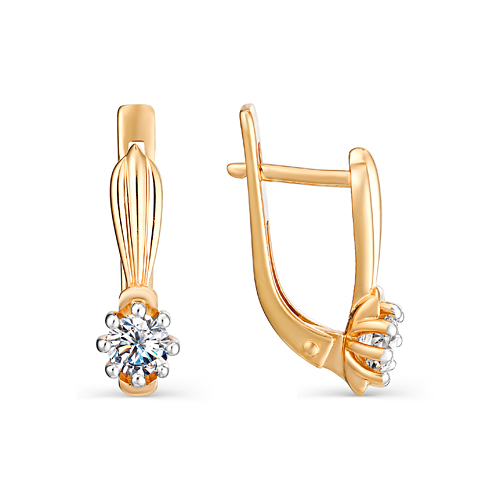 Cercei din aur roșu cu pietre Cubic Zirconia Incolor