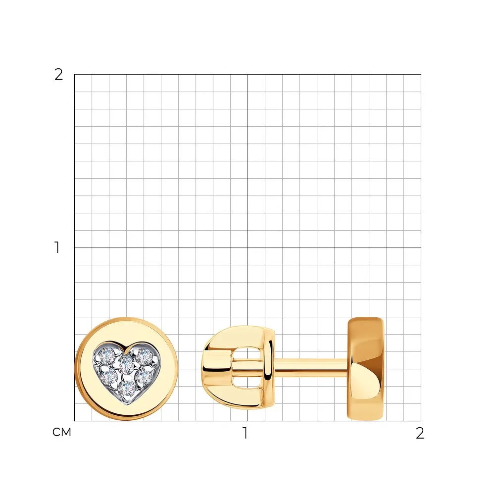 Cercei Pusete din aur roșu cu Cubic Zirconia Incolor