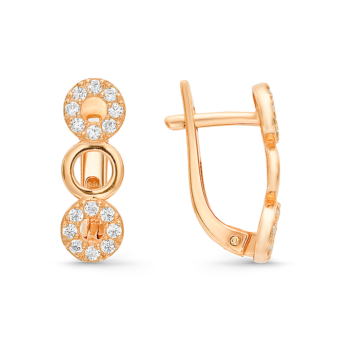 Cercei din aur roșu cu pietre Cubic Zirconia Incolor