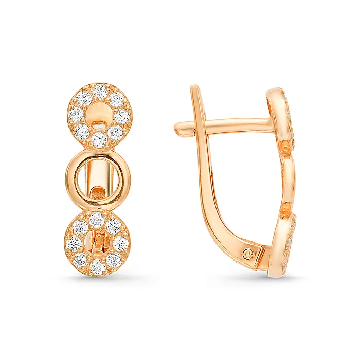 Cercei din aur roșu cu Cubic Zirconia Incolor