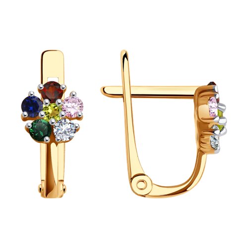 Cercei p-u copii din aur roșu cu pietre Cubic Zirconia Colorat