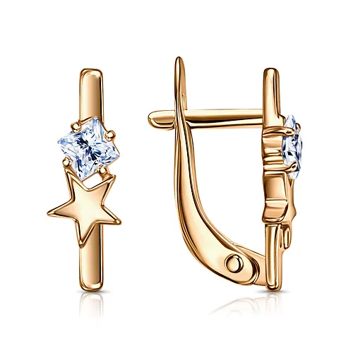 Cercei din aur roșu cu Cubic Zirconia Incolor