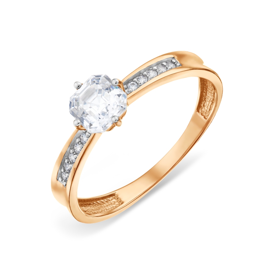 Кольцо из красного золота с камнями Фианит