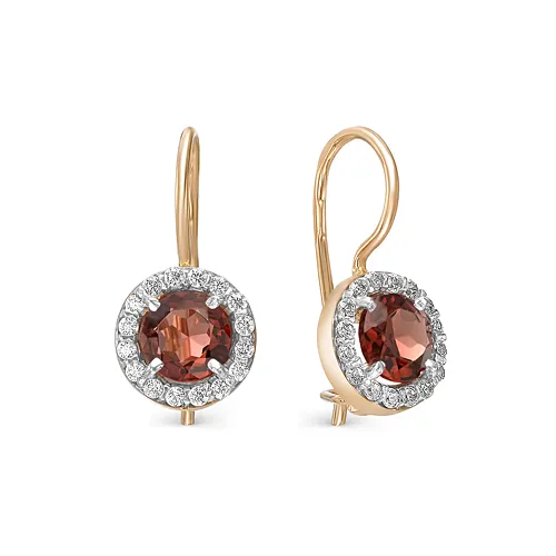 Cercei p-u copii din aur roșu cu Cubic Zirconia Incolor, Granat