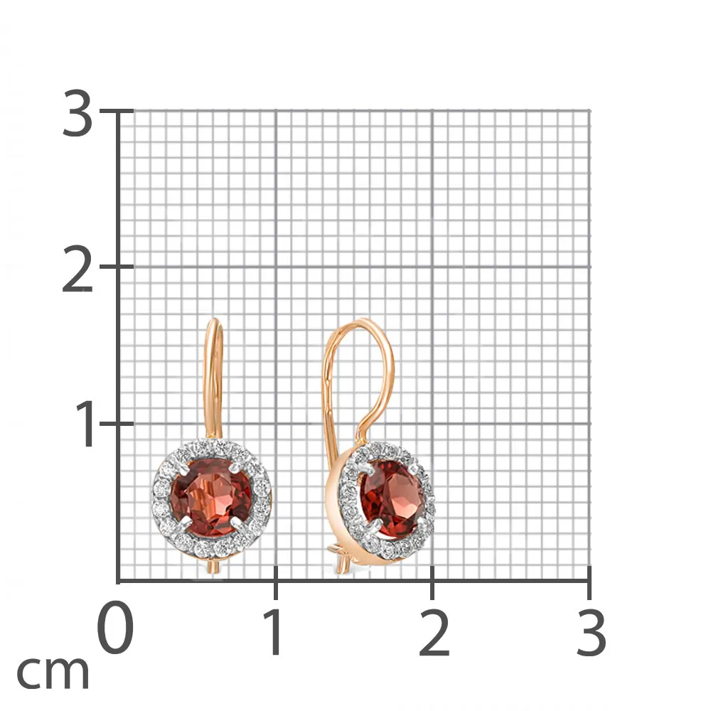 Cercei p-u copii din aur roșu cu Cubic Zirconia Incolor, Granat