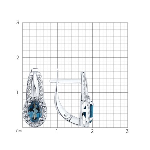 Cercei din aur alb cu pietre Cubic Zirconia Incolor, Topaz London