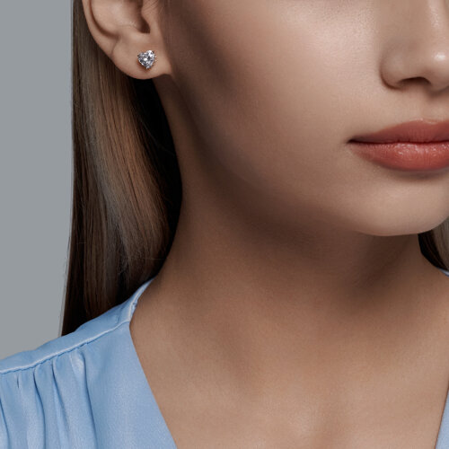 Cercei Pusete din argint  cu pietre Cubic Zirconia Incolor