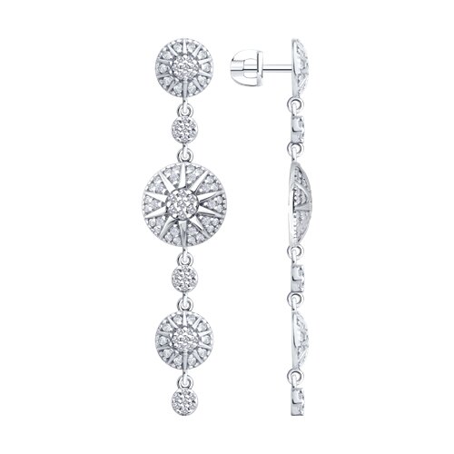 Cercei Pusete din argint  cu pietre Cubic Zirconia Incolor