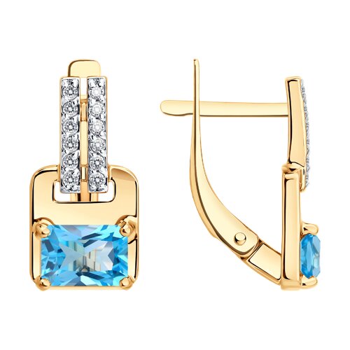 Cercei din aur roșu cu pietre Cubic Zirconia Incolor, Topaz Swiss