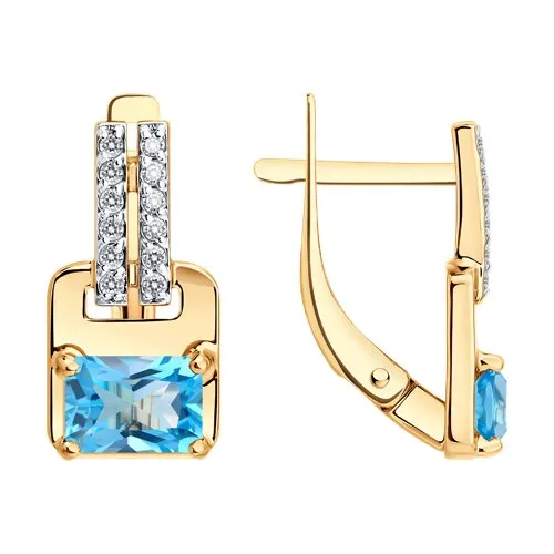 Cercei din aur roșu cu Cubic Zirconia Incolor, Topaz Swiss