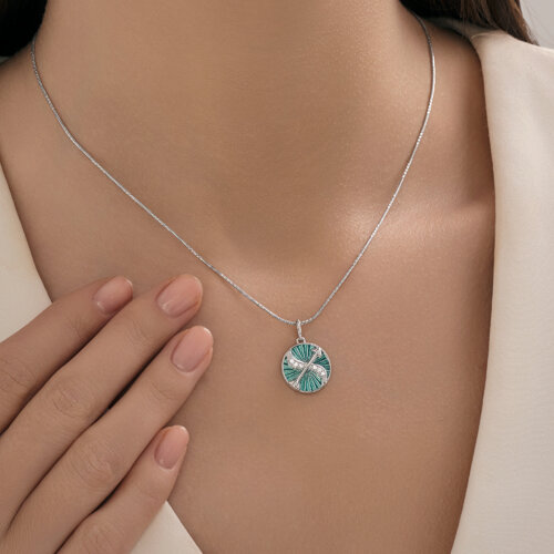 Pandantiv din argint  cu pietre Cubic Zirconia Incolor, Emailare