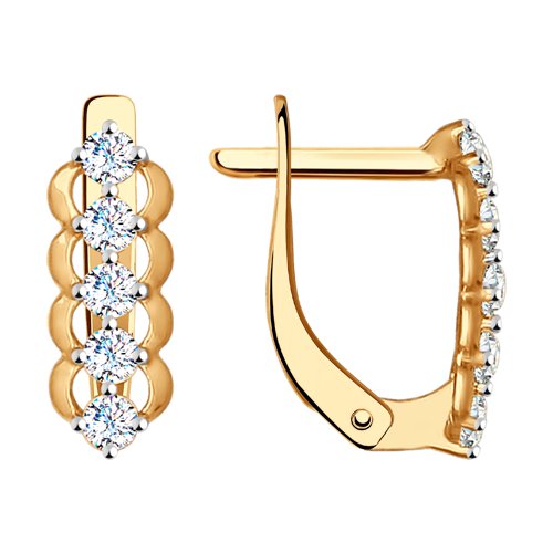 Cercei din aur roșu cu pietre Cubic Zirconia Incolor