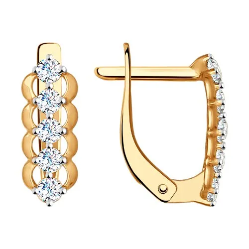 Cercei din aur roșu cu Cubic Zirconia Incolor