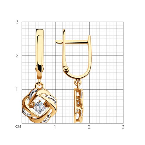 Cercei Suspendați din aur roșu cu pietre Cubic Zirconia Incolor