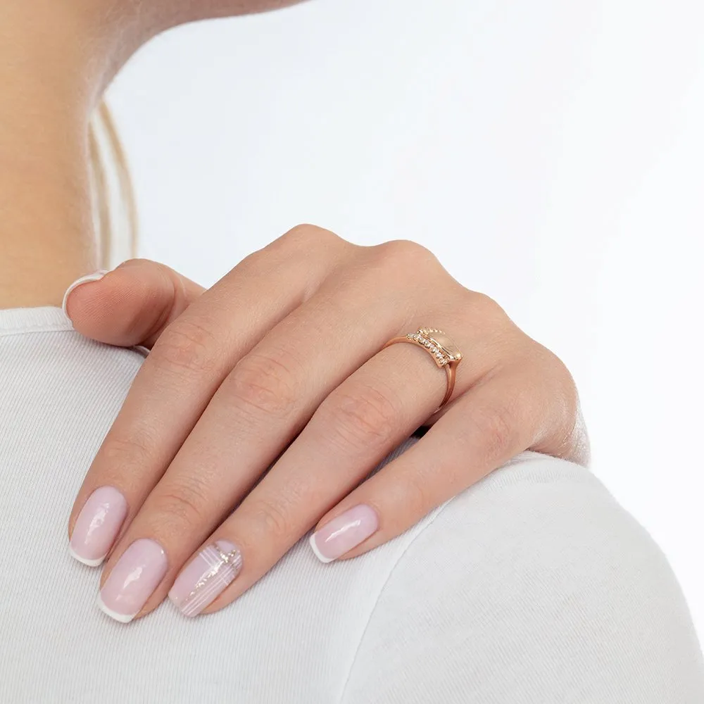 Inel din aur roșu cu Cubic Zirconia Incolor