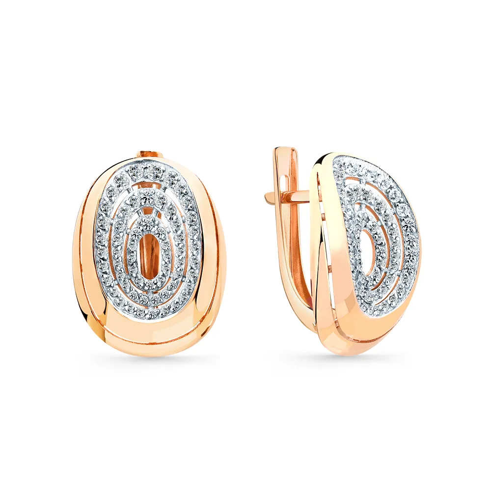 Cercei din aur roșu cu Cubic Zirconia Incolor